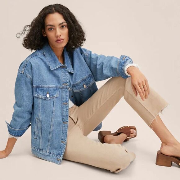 Mango High-Waisted Beige Jeans Flare New - Picture 5 of 9